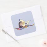 Aladdin And Jasmine On Magic Carpet Square Sticker