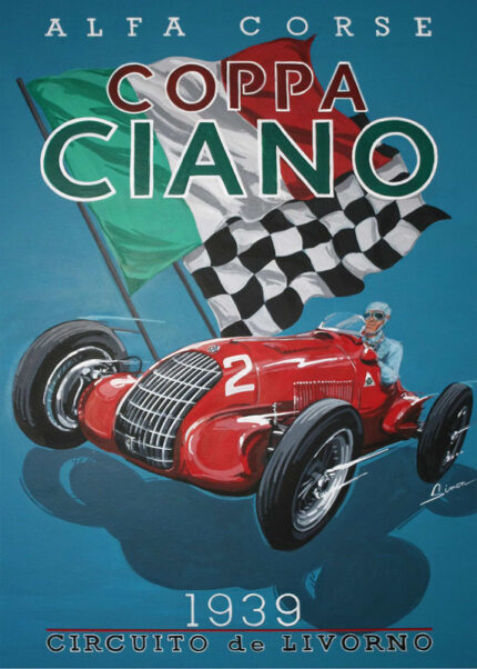 Alfa Corse Coppa Ciano 1939 Livorno Poster