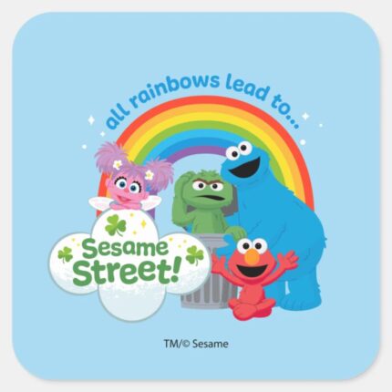 All Rainbows Lead To Sesame Street Square Sticker