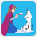 Ana Giving Olaf Carrot Nose Square Sticker
