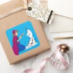 Ana Giving Olaf Carrot Nose Square Sticker