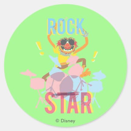 Animal Rock Star Classic Round Sticker