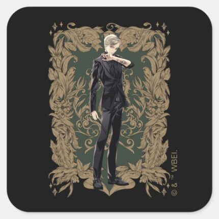 Anime Draco Malfoy Ornate Frame Square Sticker