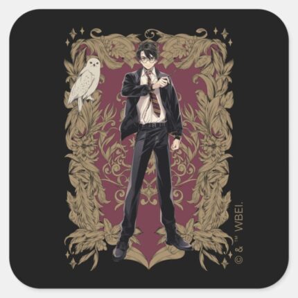 Anime HARRY POTTER™ Ornate Frame Square Sticker