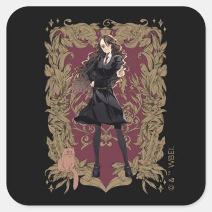 Anime Hermione Granger Ornate Frame Square Sticker