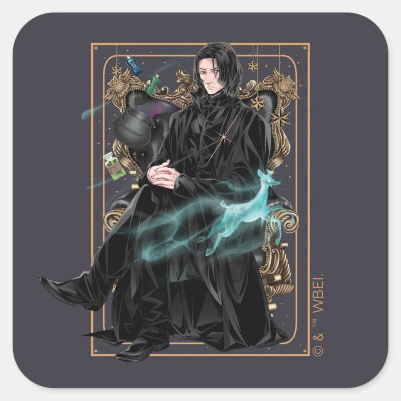 Anime Professor Severus Snape Seated Square Sticker Anime Professor Severus Snape Seated Square Sticker