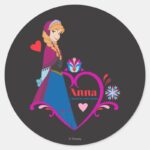 Anna Pink Heart Classic Round Sticker