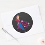 Anna Pink Heart Classic Round Sticker