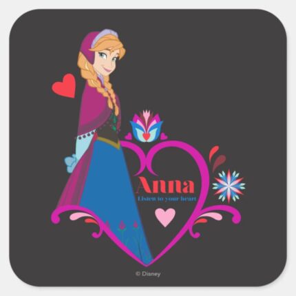 Anna Pink Heart Square Sticker