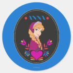 Anna Portrait In Black Circle Classic Round Sticker