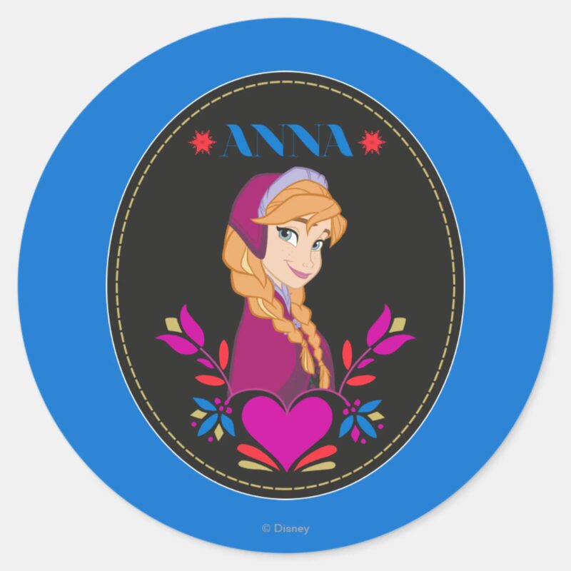 Anna Portrait In Black Circle Classic Round Sticker