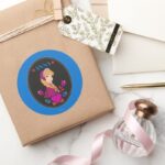 Anna Portrait In Black Circle Classic Round Sticker