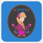 Anna Portrait In Black Circle Square Sticker
