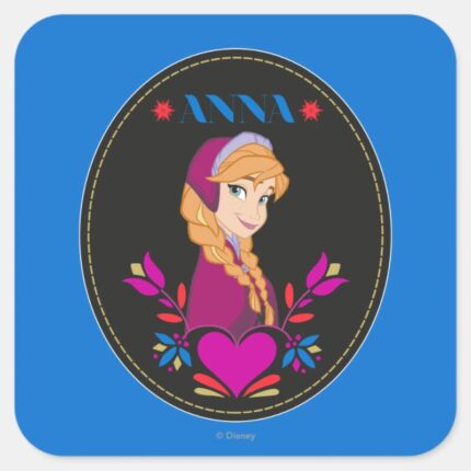 Anna Portrait In Black Circle Square Sticker