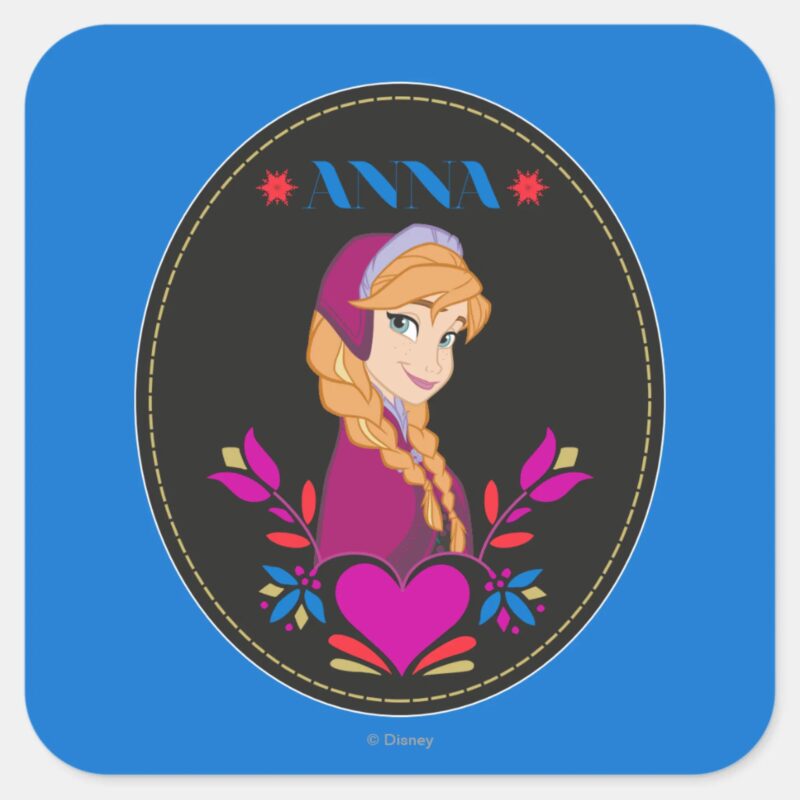 Anna Portrait In Black Circle Square Sticker