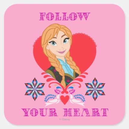Anna Portrait In Red Heart Square Sticker
