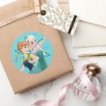 Anna And Elsa Celebrate Sisterhood Classic Round Sticker