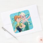 Anna And Elsa Celebrate Sisterhood Square Sticker
