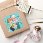 Anna And Elsa Celebrate Sisterhood Square Sticker