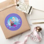 Anna And Elsa Embracing Classic Round Sticker