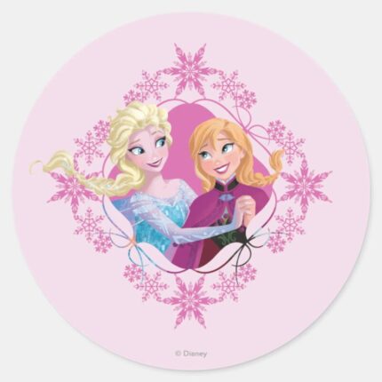 Anna And Elsa Family Forever Classic Round Sticker