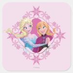 Anna And Elsa Family Forever Square Sticker