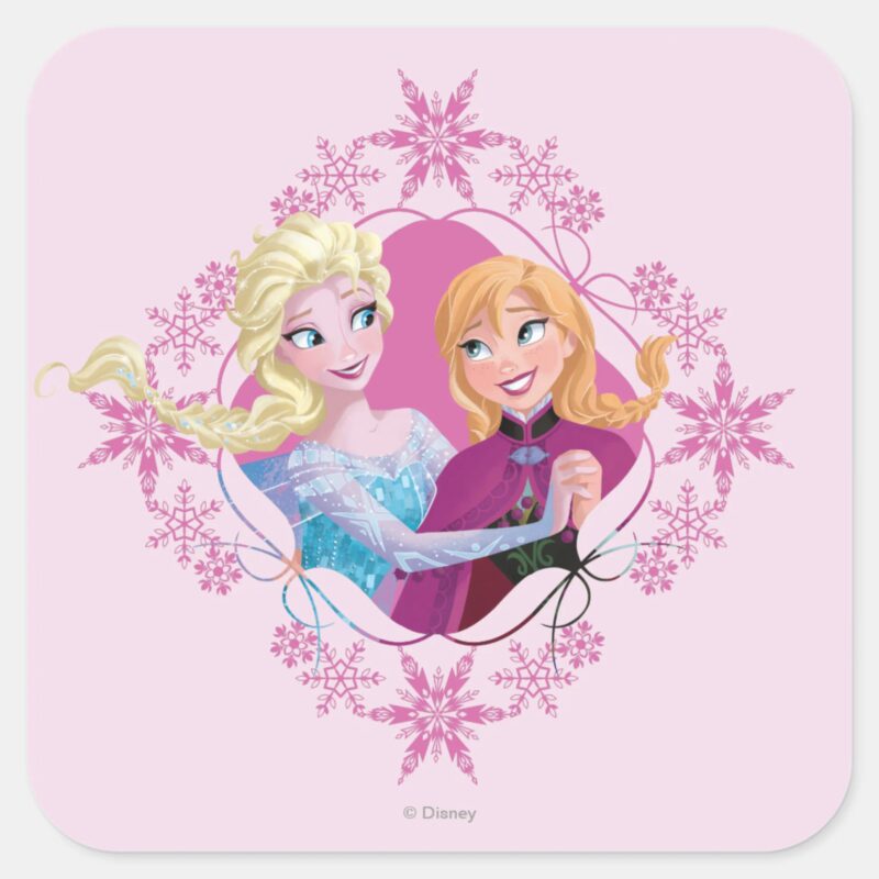 Anna And Elsa Family Forever Square Sticker