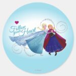 Anna And Elsa Family Love Classic Round Sticker