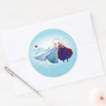 Anna And Elsa Family Love Classic Round Sticker