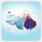 Anna And Elsa Family Love Square Sticker