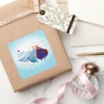 Anna And Elsa Family Love Square Sticker