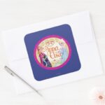 Anna And Elsa Floral Frame Square Sticker