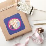 Anna And Elsa Floral Frame Square Sticker