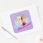 Anna And Elsa Follow Your Heart Square Sticker