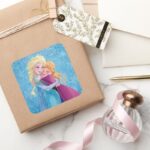 Anna And Elsa Hugging Square Sticker
