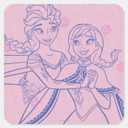 Anna And Elsa I Love My Sister Square Sticker
