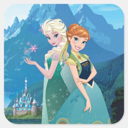 Anna And Elsa My Sister Loves Me Square Sticker
