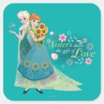 Anna And Elsa Sister Love Square Sticker