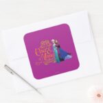 Anna And Elsa Standing Back To Back Square Sticker