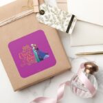 Anna And Elsa Standing Back To Back Square Sticker