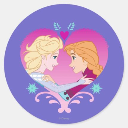 Anna And Elsa Strong Bond Classic Round Sticker