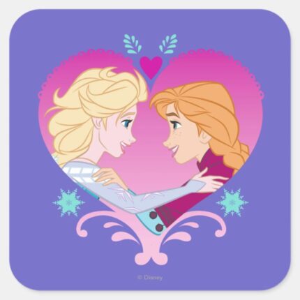 Anna And Elsa Strong Bond Square Sticker