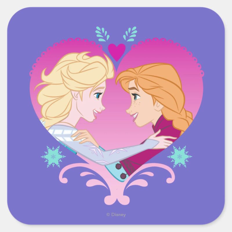 Anna And Elsa Strong Bond Square Sticker