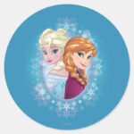 Anna And Elsa Winter Magic Classic Round Sticker