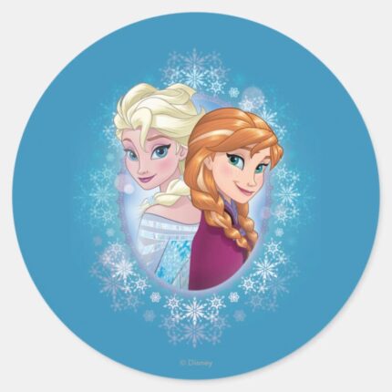 Anna And Elsa Winter Magic Classic Round Sticker