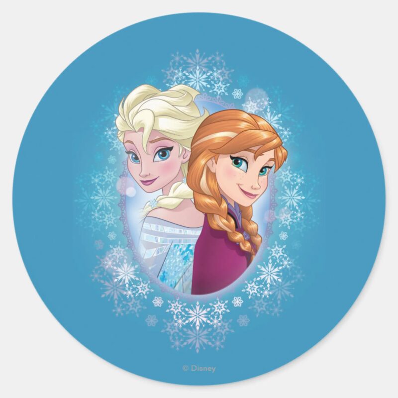 Anna And Elsa Winter Magic Classic Round Sticker