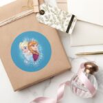 Anna And Elsa Winter Magic Classic Round Sticker