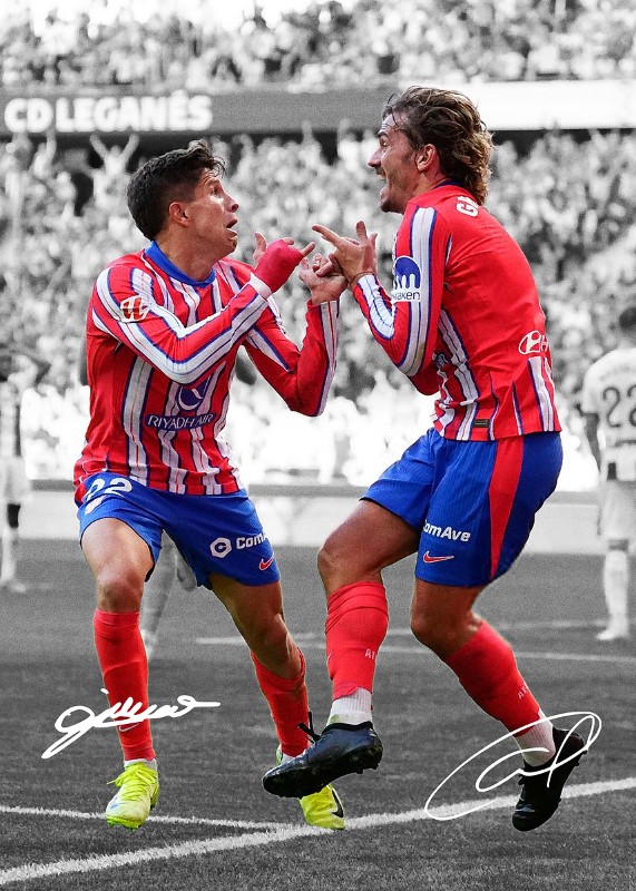 Antoine Griezmann And Giuliano Simeone Atletico Madrid Soccer Poster