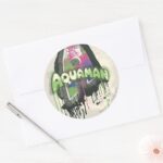 Aquaman Twisted Innocence Letter Classic Round Sticker