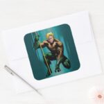Aquaman Crouching Square Sticker